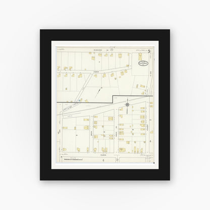 Old map wall art mockup — black gallery frame with white mat — Sanborn Fire Insurance Map from Old Forge, Lackawanna County, Pennsylvania (1914), Sheet #0005
