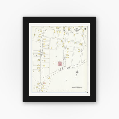 Old map wall art mockup — black gallery frame with white mat — Sanborn Fire Insurance Map from Egypt, Lehigh County, Pennsylvania (1911), Sheet #0002