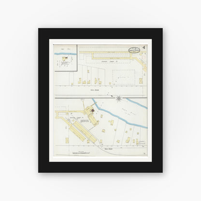 Old map wall art mockup — black gallery frame with white mat — Sanborn Fire Insurance Map from Eagle River, Vilas County, Wisconsin (1894), Sheet #0004
