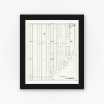 Old map wall art mockup — black gallery frame with white mat — Sanborn Fire Insurance Map from Somerville, Burleson County, Texas (1910), Sheet #0012