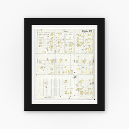 Old map wall art mockup — black gallery frame with white mat — Sanborn Fire Insurance Map from Escanaba, Delta County, Michigan (1906), Sheet #0020