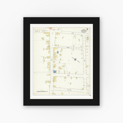 Old map wall art mockup — black gallery frame with white mat — Sanborn Fire Insurance Map from Chester, Morris County, New Jersey (1912), Sheet #0003