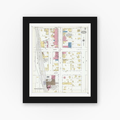 Old map wall art mockup — black gallery frame with white mat — Sanborn Fire Insurance Map from Sheldon, Iroquois County, Illinois (1919), Sheet #0002