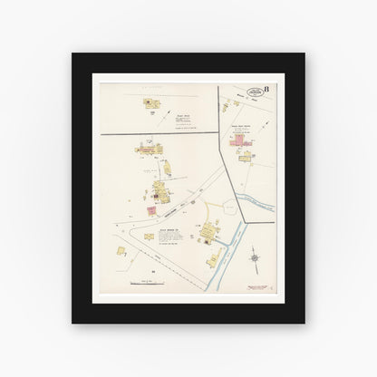 Old map wall art mockup — black gallery frame with white mat — Sanborn Fire Insurance Map from Jackson, Amador County, California (1912), Sheet #0008