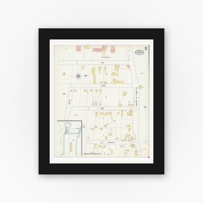 Old map wall art mockup — black gallery frame with white mat — Sanborn Fire Insurance Map from Glen Cove, Nassau County, New York (1908) - Complete Map Set