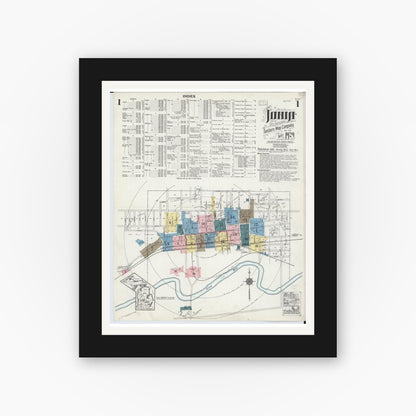 Old map wall art mockup — black gallery frame with white mat — Sanborn Fire Insurance Map from Ionia, Ionia County, Michigan (1924) - Complete Map Set