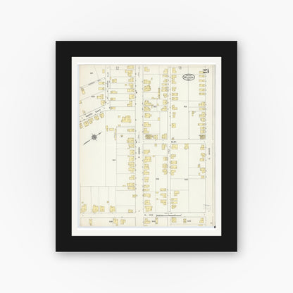Old map wall art mockup — black gallery frame with white mat — Sanborn Fire Insurance Map from Wilson, Wilson County, North Carolina (1913), Sheet #0023