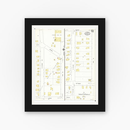 Old map wall art mockup — black gallery frame with white mat — Sanborn Fire Insurance Map from Ames, Story County, Iowa (1911), Sheet #0012