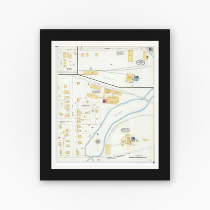 Old map wall art mockup — black gallery frame with white mat — Sanborn Fire Insurance Map from Cadillac, Wexford County, Michigan (1906), Sheet #0018