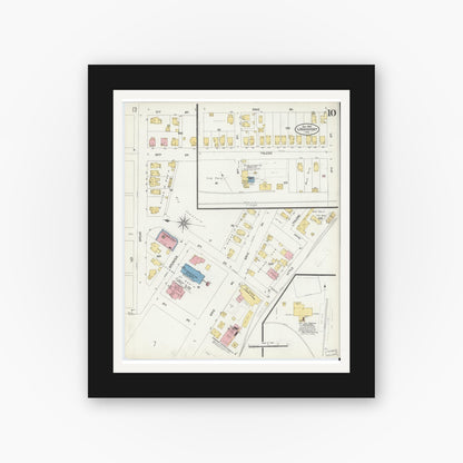 Old map wall art mockup — black gallery frame with white mat — Sanborn Fire Insurance Map from Logansport, Cass County, Indiana (1906), Sheet #0010