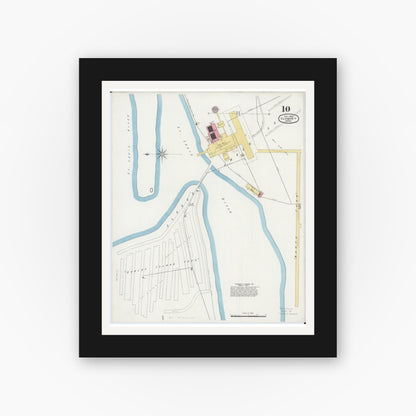 Old map wall art mockup — black gallery frame with white mat — Sanborn Fire Insurance Map from Cloquet, Carlton County, Minnesota (1897), Sheet #0010