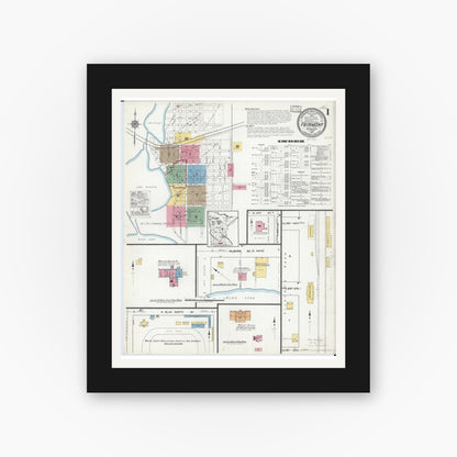 Old map wall art mockup — black gallery frame with white mat — Sanborn Fire Insurance Map from Fairmont, Martin County, Minnesota (1917), Sheet #0001