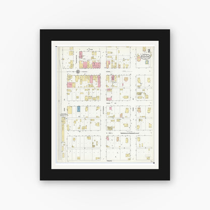 Old map wall art mockup — black gallery frame with white mat — Sanborn Fire Insurance Map from Hampshire, Kane County, Illinois (1912), Sheet #0002