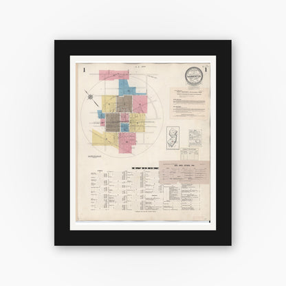 Old map wall art mockup — black gallery frame with white mat — Sanborn Fire Insurance Map from Hammonton, Atlantic County, New Jersey (1944), Sheet #0001