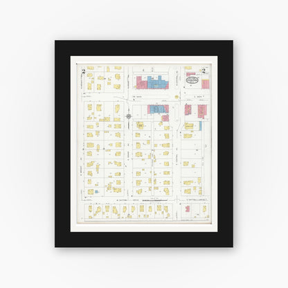 Old map wall art mockup — black gallery frame with white mat — Sanborn Fire Insurance Map from Osborn, Greene County, Ohio (1929), Sheet #0002