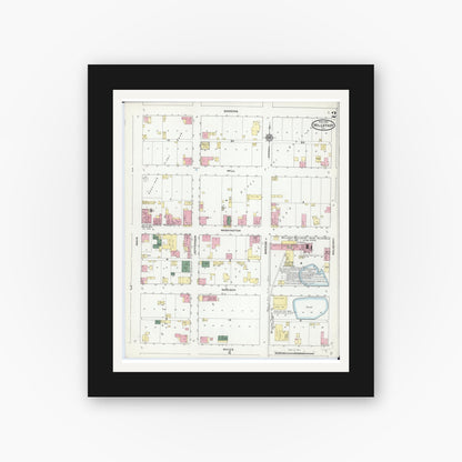 Old map wall art mockup — black gallery frame with white mat — Sanborn Fire Insurance Map from Millstadt, Saint Clair County, Illinois (1910), Sheet #0002