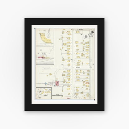 Old map wall art mockup — black gallery frame with white mat — Sanborn Fire Insurance Map from Ashtabula, Ashtabula County, Ohio (1903), Sheet #0015
