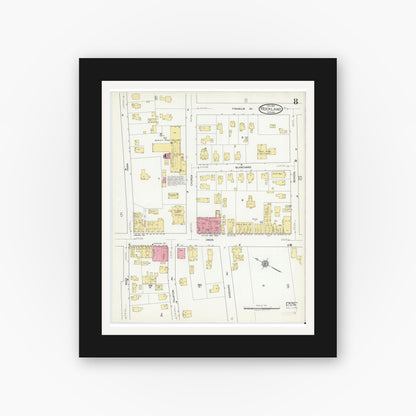 Old map wall art mockup — black gallery frame with white mat — Sanborn Fire Insurance Map from Rockland, Plymouth County, Massachusetts (1917), Sheet #0008
