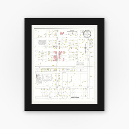 Old map wall art mockup — black gallery frame with white mat — Sanborn Fire Insurance Map from Stratford, Hamilton County, Iowa (1935), Sheet #0001