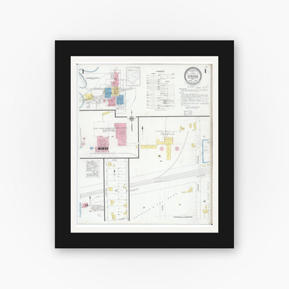 Old map wall art mockup — black gallery frame with white mat — Sanborn Fire Insurance Map from Stryker, Williams County, Ohio (1930) - Complete Map Set
