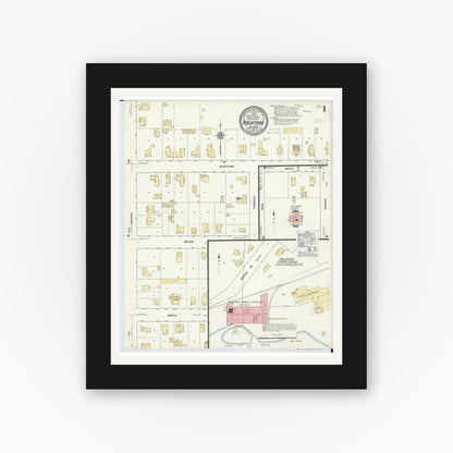 Old map wall art mockup — black gallery frame with white mat — Sanborn Fire Insurance Map from Rockford, Kent County, Michigan (1911) - Complete Map Set