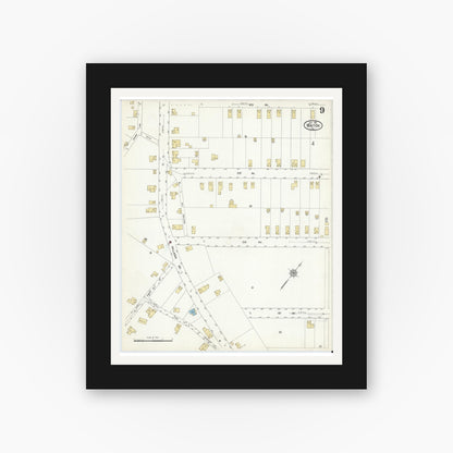 Old map wall art mockup — black gallery frame with white mat — Sanborn Fire Insurance Map from Winton, Lackawanna County, Pennsylvania (1912), Sheet #0009