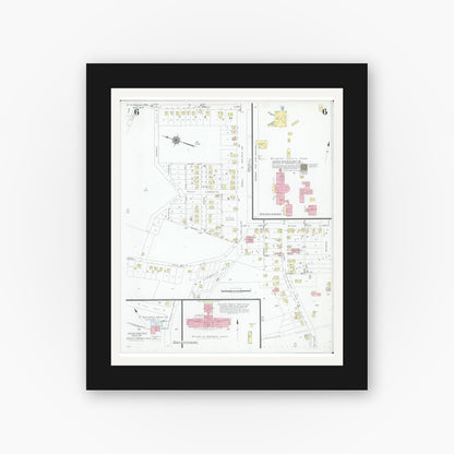 Old map wall art mockup — black gallery frame with white mat — Sanborn Fire Insurance Map from Saint Clairsville, Belmont County, Ohio (1946), Sheet #0006