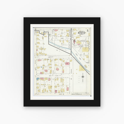 Old map wall art mockup — black gallery frame with white mat — Sanborn Fire Insurance Map from McConnelsville, Morgan County, Ohio (1917), Sheet #0005