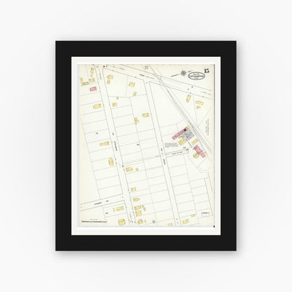 Old map wall art mockup — black gallery frame with white mat — Sanborn Fire Insurance Map from East Hampton, Hampshire County, Massachusetts (1916), Sheet #0015