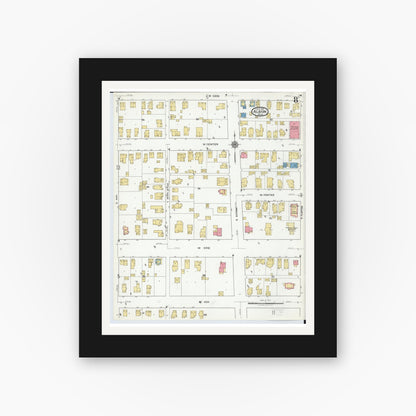 Old map wall art mockup — black gallery frame with white mat — Sanborn Fire Insurance Map from Albion, Calhoun County, Michigan (1918), Sheet #0008