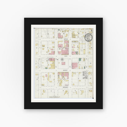 Old map wall art mockup — black gallery frame with white mat — Sanborn Fire Insurance Map from Milan, Sullivan County, Missouri (1893) - Complete Map Set