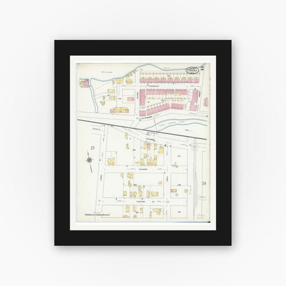 Old map wall art mockup — black gallery frame with white mat — Sanborn Fire Insurance Map from Cohoes, Albany County, New York (1910) - Complete Map Set