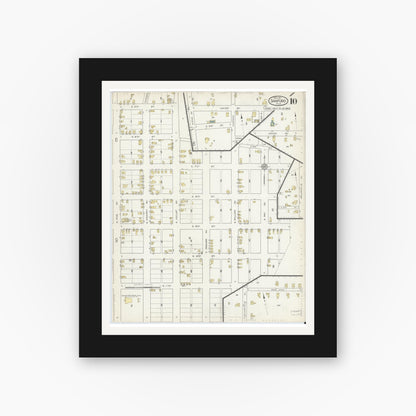 Old map wall art mockup — black gallery frame with white mat — Sanborn Fire Insurance Map from Sanford, Seminole County, Florida (1917), Sheet #0010