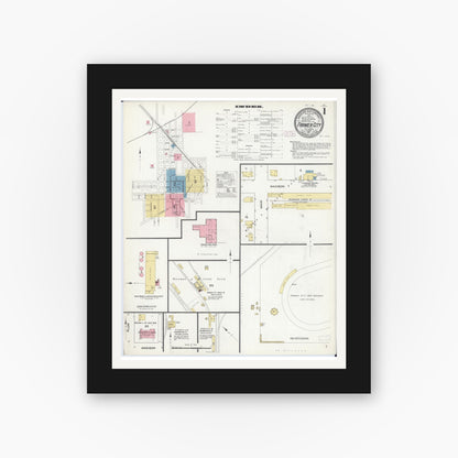 Old map wall art mockup — black gallery frame with white mat — Sanborn Fire Insurance Map from Farmer City, De Witt County, Illinois (1911) - Complete Map Set