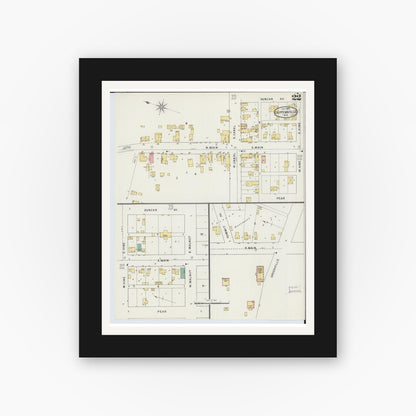 Old map wall art mockup — black gallery frame with white mat — Sanborn Fire Insurance Map from Chippewa Falls, Chippewa County, Wisconsin (1895), Sheet #0022