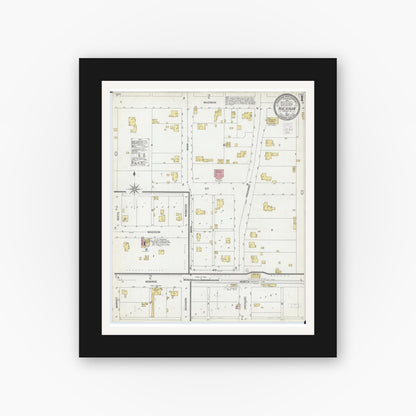 Old map wall art mockup — black gallery frame with white mat — Sanborn Fire Insurance Map from Mackinaw, Tazewell County, Illinois (1902), Sheet #0001