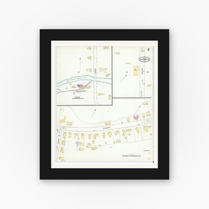 Old map wall art mockup — black gallery frame with white mat — Sanborn Fire Insurance Map from East Hampton, Hampshire County, Massachusetts (1910), Sheet #0004