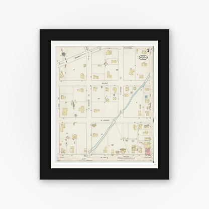 Old map wall art mockup — black gallery frame with white mat — Sanborn Fire Insurance Map from Arcadia, DeSoto County, Florida (1914), Sheet #0003