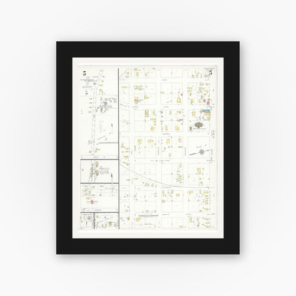 Old map wall art mockup — black gallery frame with white mat — Sanborn Fire Insurance Map from Refugio, Refugio County, Texas (1935), Sheet #0005