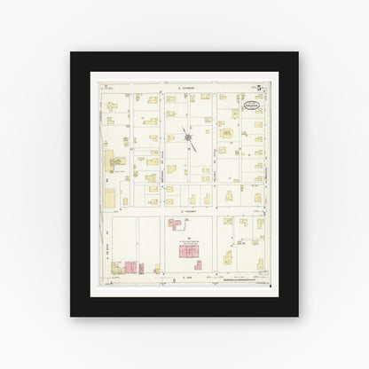 Old map wall art mockup — black gallery frame with white mat — Sanborn Fire Insurance Map from Arcadia, DeSoto County, Florida (1914), Sheet #0005