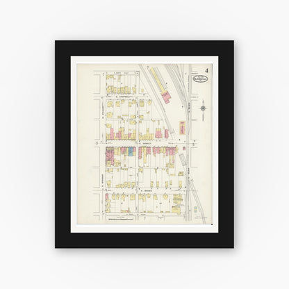 Old map wall art mockup — black gallery frame with white mat — Sanborn Fire Insurance Map from Blairsville, Indiana County, Pennsylvania (1915), Sheet #0004