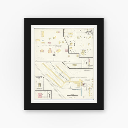 Old map wall art mockup — black gallery frame with white mat — Sanborn Fire Insurance Map from Wittenberg, Shawano County, Wisconsin (1909), Sheet #0002