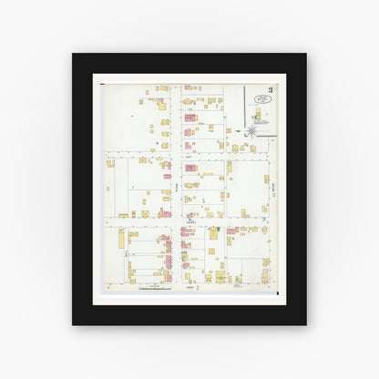 Old map wall art mockup — black gallery frame with white mat — Sanborn Fire Insurance Map from Bethel, Clermont County, Ohio (1904), Sheet #0003