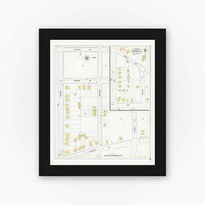 Old map wall art mockup — black gallery frame with white mat — Sanborn Fire Insurance Map from Peekskill, Westchester County, New York (1900) - Complete Map Set