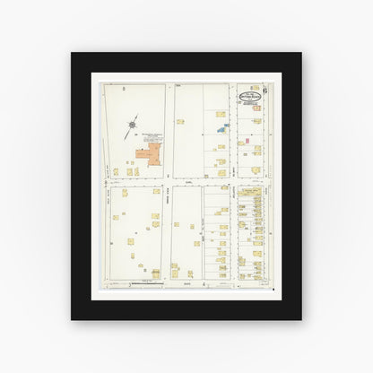 Old map wall art mockup — black gallery frame with white mat — Sanborn Fire Insurance Map from Daytona Beach, Volusia County, Florida (1916), Sheet #0006
