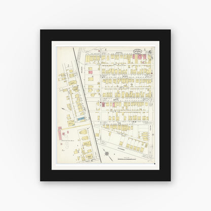 Old map wall art mockup — black gallery frame with white mat — Sanborn Fire Insurance Map from Natrona, Allegheny County, Pennsylvania (1912), Sheet #0006