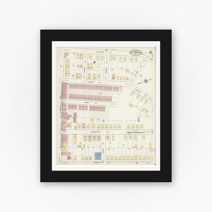 Old map wall art mockup — black gallery frame with white mat — Sanborn Fire Insurance Map from Collingswood, Camden County, New Jersey (1915), Sheet #0006