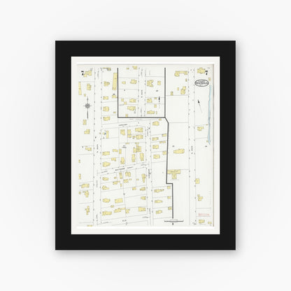Old map wall art mockup — black gallery frame with white mat — Sanborn Fire Insurance Map from New Berlin, Chenango County, New York (1929), Sheet #0007