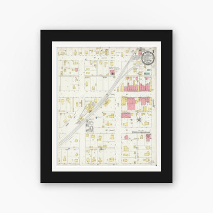 Old map wall art mockup — black gallery frame with white mat — Sanborn Fire Insurance Map from Clinton, Vermillion County, Indiana (1898) - Complete Map Set