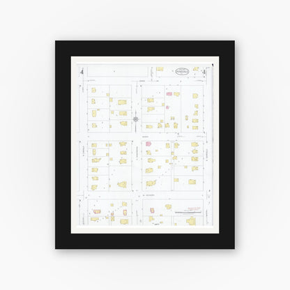 Old map wall art mockup — black gallery frame with white mat — Sanborn Fire Insurance Map from Hinsdale, Du Page And Cook Counties, Illinois (1927), Sheet #0004